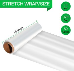 Huamaohengchun HDPE 18 Inch 80 Gauge Heavy Duty Stretch <b>Wrap</b> Roll 1500ft <b>Clear</b> Industrial Strength Tensile Strength 200-250MPa - Product Image 4