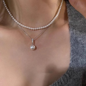 Collier avec pendentif en perle <span class=keywords><strong>blanche</strong></span> en argent sterling S999 de style japonais pour femme, collier sans plomb avec 3 zircons et CZ, bijoux cadeaux en argent - Product Image 4