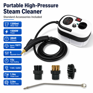 เครื่องทำความสะอาดไอน้ำแบบพกพา PTC-SC-002 กำลังไฟ 1500 วัตต์ แรงดัน 3 บาร์ ถังขนาด 1200 มล. ปรับระดับได้ 6 ระดับ เหมาะสำหรับทำความสะอาดบ้านและรถยนต์ - Product Image 5
