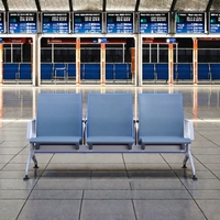 Banc d'attente à 3 places avec cadre en métal pour aéroport, hôpital, école, bureau avec coussin en cuir PU