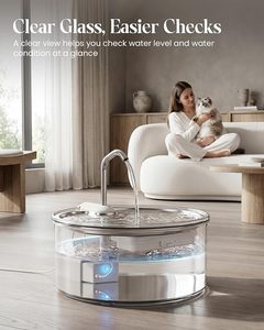 Elegante Fontanella <span class=keywords><strong>per</strong></span> <span class=keywords><strong>Gatti</strong></span> in Vetro Borosilicato Ultra-Silenziosa e Resistente, Ecologica, Capacità 108oz/3.2L, Facile da Pulire <span class=keywords><strong>per</strong></span> <span class=keywords><strong>Gatti</strong></span> - Product Image 3