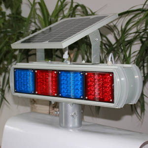 Solar Traffic Warning <b>Light</b> 4 Led Flashing Double Side Aluminum IP65 <b>Pole</b> Mount - Product Image 1