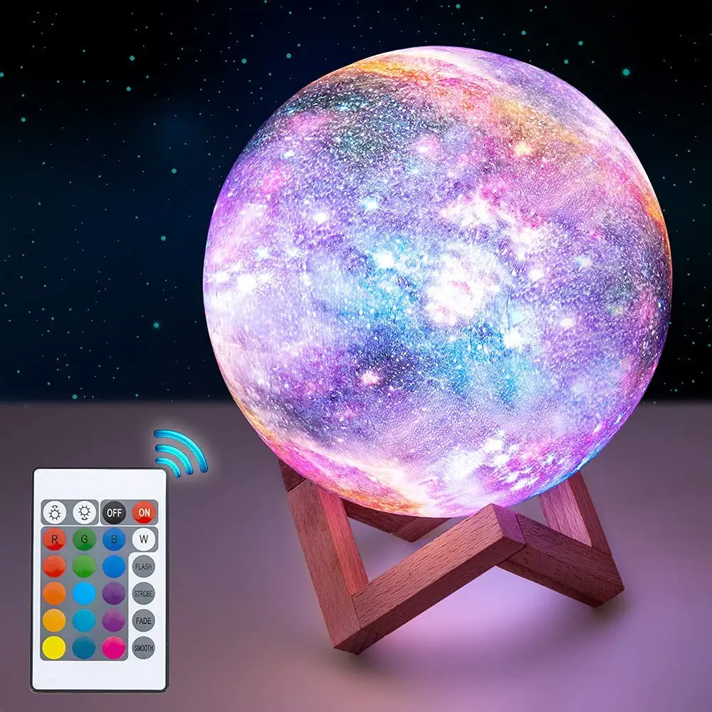 16 RGB Colour Changing Moon Lamp Touch Control Brightness Kids Christmas 3D Planet Night Moon Light