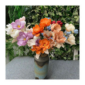 Queyiyi Flowers Bouquet artificiel de magnolias à 4 têtes, 85 cm de haut, pour décoration de mariage et d'intérieur, arrangement de fleurs séchées, accessoires de photographie - Product Image 4