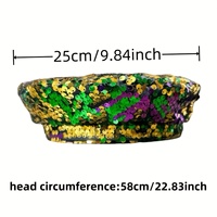 Vente en gros, 3 MOQ, Béret à paillettes réversibles Mardi Gras, Violet Vert Or, Casquettes de fête pour carnaval et festival, Unisexe, en peluche, décontracté, plage