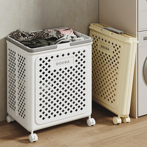 Cesta de ropa sucia plegable para baño doméstico, cesta de almacenamiento de gran capacidad con ruedas móviles para carga y transporte - Product Image 6