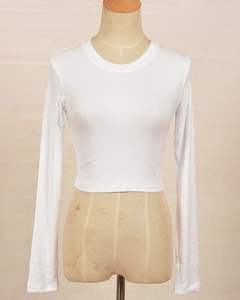 T-Shirt da <span class=keywords><strong>donna</strong></span> con stampa Yoga personalizzata semplice da Fitness bianca e <span class=keywords><strong>morbida</strong></span> di bambù t-Shirt da <span class=keywords><strong>donna</strong></span> con Top corto a maniche lunghe - Product Image 3