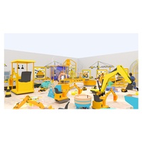 Aire de jeux intérieure Diggerland pour usage commercial, espace de jeu avec piscine à sable, excavatrice, grue, arbre et mur de sable