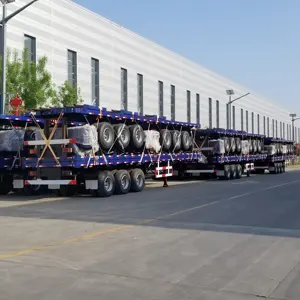 JT 3 4 akslar 20ft 40ft 45ft düz yatak römorkları dorse yarı TraileContainer r Flatbed konteyner taşımacılığı yarı kamyon römorku