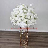 Bola Bunga Artifisial Berkualitas Tinggi dan Lengkap, Elegan Putih Pink Muda Mawar Hydrangea Campuran 70cm Bola Bunga Besar untuk Dekorasi Tengah Meja