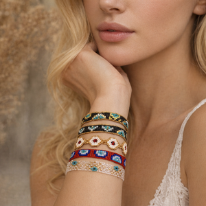 Bracelets en perles tissées à la main Resoul, style bohème, avec motif œil porte-bonheur, bijoux géométriques pour femme, idéal pour l'été et les festivals - Product Image 3