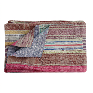 Twin Stripe Kantha Quilt Wholesale Hand <b>Stitch</b> Kantha <b>Blanket</b> - Product Image 1