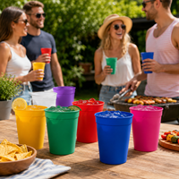 Gobelet de stade réutilisable en plastique de 16 oz sans BPA, avec logo personnalisé imprimé, gobelet souvenir pour événements sportifs et fêtes