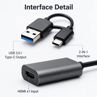 Carte de capture vidéo USB 3.0 Type-C vers HDMI 2-en-1 pour le streaming, l'enregistrement et les jeux (prend en charge OBS/Zoom)