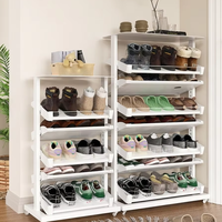Lemari Rak Sepatu Putar UZIA-201-4.6 dengan Rak Penyimpanan, Organizer Lemari, Perlengkapan Furnitur Ruang Tamu, Supplier