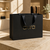 Sacs shopping en carton noir personnalisés, recyclables, pour bijoux, vêtements, bougies, vente au détail