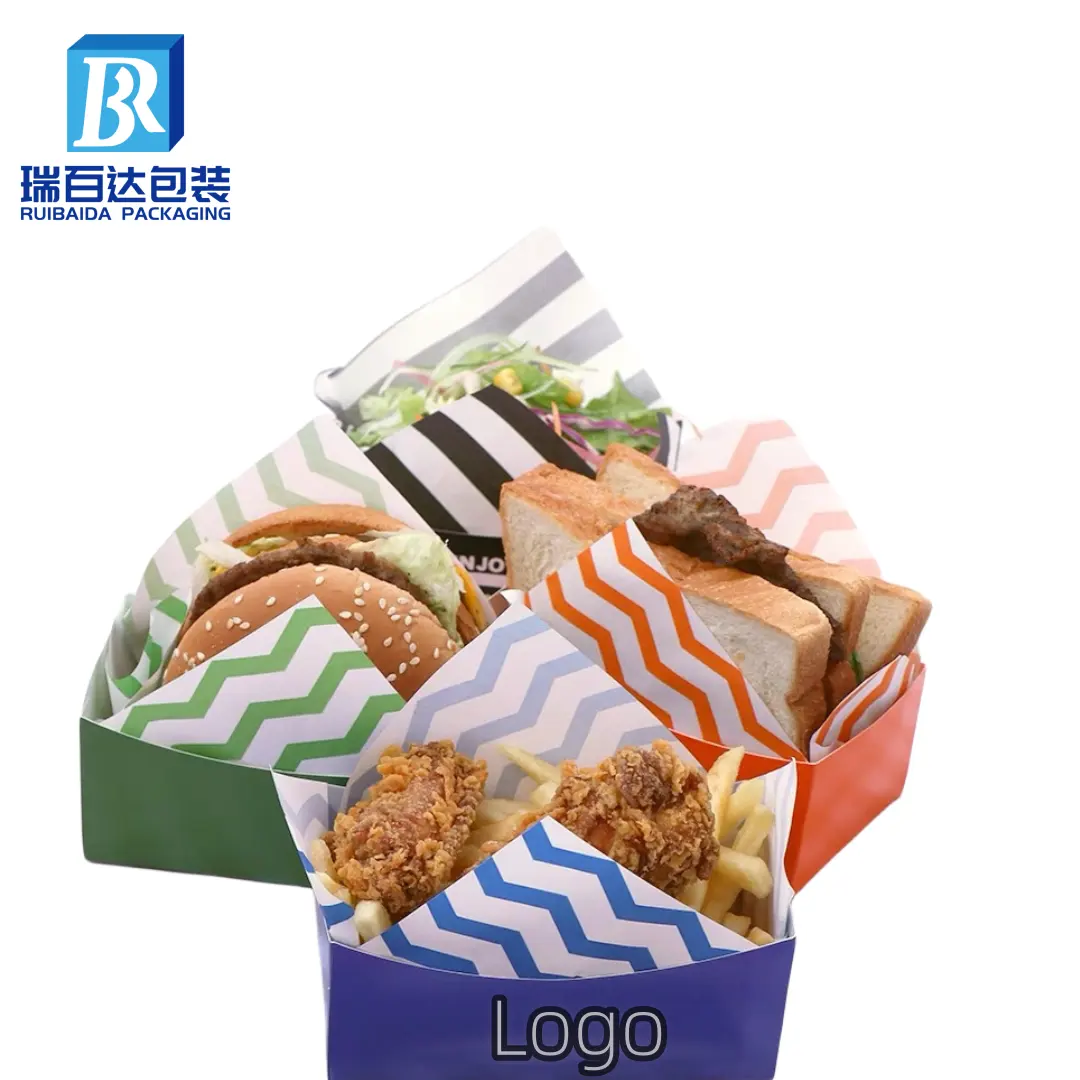 Logotipo personalizado Reciclar papel kraft hamburg salsicha recipiente pacote eco-friendly comida papel bandeja para cachorro-quente