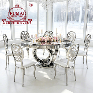 Luxury Modern Tempered Glass and Stainless Steel Frame Luxury Dining Table Sets for Events - Product Image 3