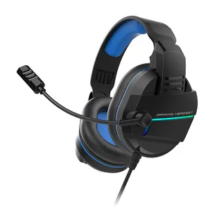Gx15 Blauwe Gaming Headset Met Kleurrijke Lichte Microfoon Headset 3.5Mm Hoofdtelefoon