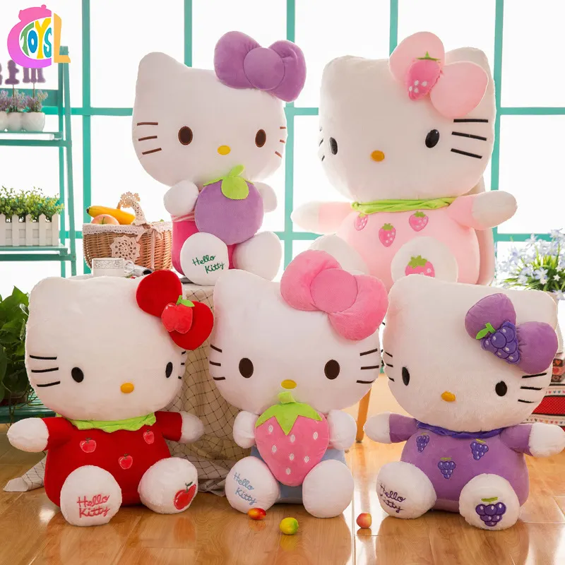 Nouveau Style créatif fruits bonjour KT peluche paille baie chat poupée mignon bonjour KT peluche jouet fille cadeau d'anniversaire jouets en peluche