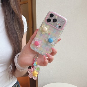 Funda de Teléfono Coreana a Cuadros con Flores 3D de Doble Capa, Linda y Femenina para iPhone 15 16 17 Pro Max - Product Image 2