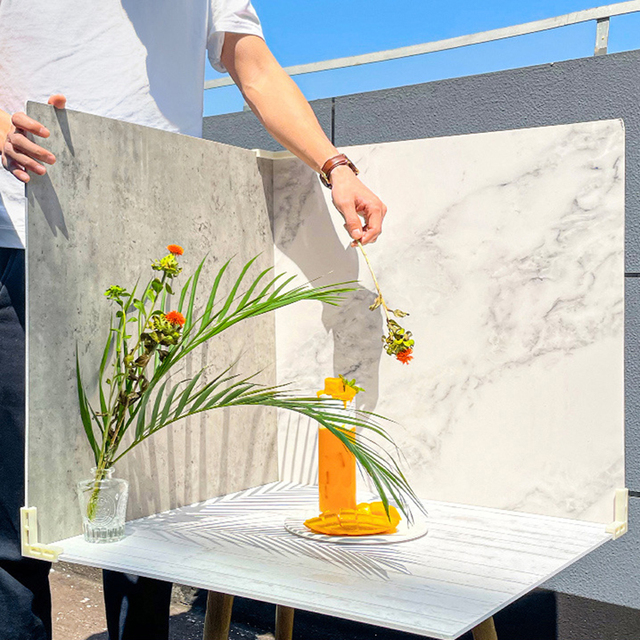 KAMPHO 40cm 60cm PVC Foam Board Wood Grain Marble Cement Wood Board Food Photography Background Board
