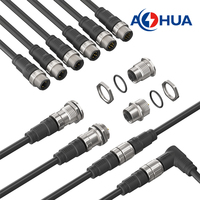 Ventes directes d'usine led éclairage connecteur étanche M12 2 ~ 12pin pré-fil prise électrique en métal avec câble 18/20/22/awg