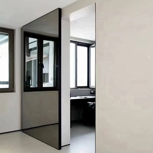Sistema Completo de Puertas Ocultas Deslizantes Macizas con Acabado de Espejo o Pintura para Sala de Estar con Riel de Aluminio Oculto Tipo Ghost - Product Image 1