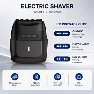 <span class=keywords><strong>Rasoir</strong></span> électrique à lames mobiles MRY Professional 4 lames 7500 tr/min haute vitesse étanche IPX6 pour hommes, idéal pour les voyages avec charge rapide Type-C - Product Image 5