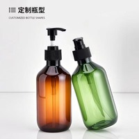 Botol plastik pompa Losion kosmetik, dapat terurai, 300ml, 500ml, 750ml, 1L Amber hijau bening, pompa Losion Gel Mandi, botol plastik untuk wadah sampo