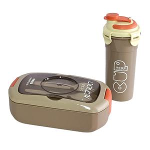 Boîte à lunch en plastique 750 ml et bouteille d'eau 450 ml, compatibles lave-vaisselle et micro-ondes, boîte bento avec compartiment à sauce, ensemble bouteille d'eau pour enfants - Product Image 4