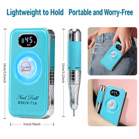 Machine à polir les ongles en gel UV rechargeable 45000 tr/min avec écran LCD, fonction pause, lime à ongles électrique portable