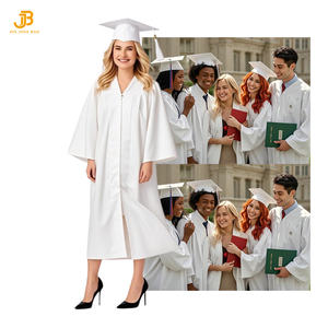 Venta al por mayor bata de graduación y gorras vestidos de graduación blanco para la escuela secundaria 100% poliéster ropa escolar - Product Image 1