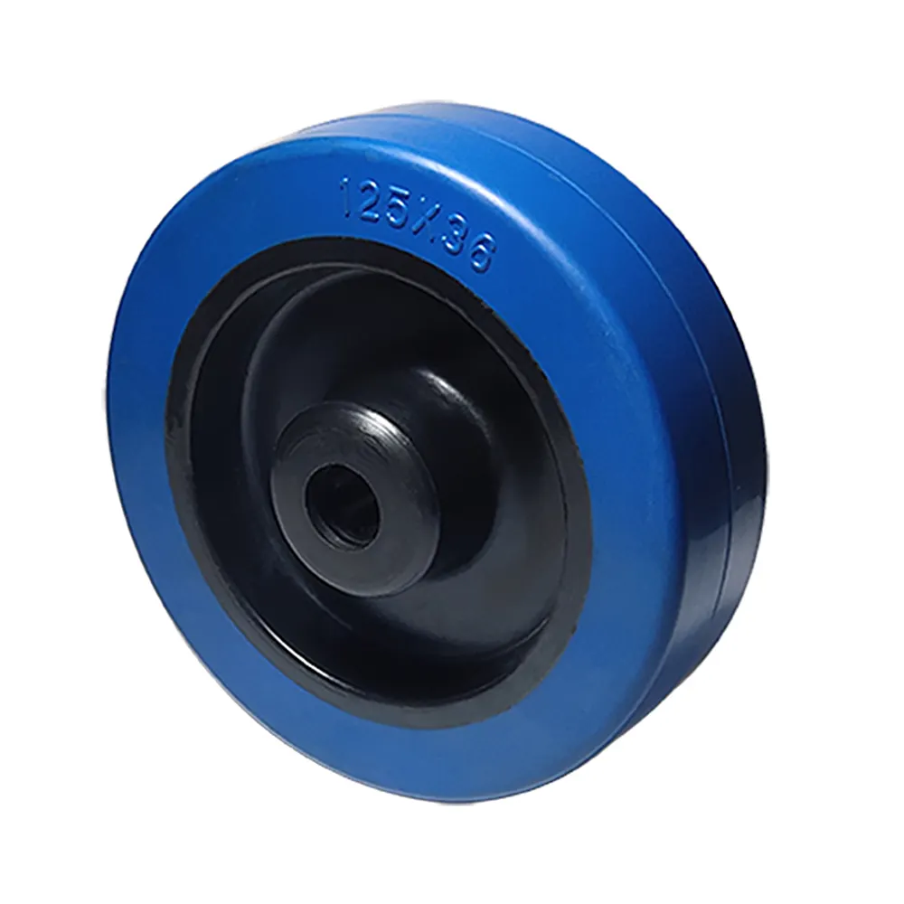 3 4 5 6 8 10 inch Blue Elastic Rubber Wheel non-marking PA material wheel core durable antislip small caster with roller