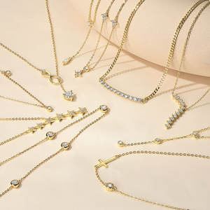 ขายส่งเครื่องประดับ หลายแบบ สร้อยคอชอคเกอร์เงินแท้ 925 ชุบทองคำขาวและทองคำเหลือง ประดับเพชรโมอิสซาไนต์ VVS1 GRA สำหรับผู้หญิง - Product Image 4