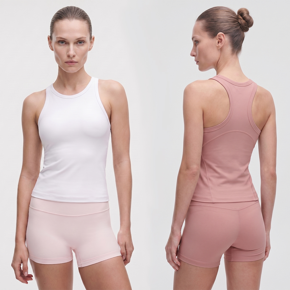 Women's Bare Feel Long Sleeveless Sports Tank Quick Dry Breathable Back Cutout Running Yoga Casual Top