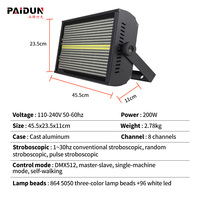 Vente en gros de lumières stroboscopiques LED RGB 8+8 200W avec commandes DMX512, protection IP54, pour scène, discothèque, événements