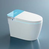 Siège de toilette intelligent tout-en-un avec télécommande, chauffage, chasse d'eau automatique, capteur et siège en céramique pour salle de bain