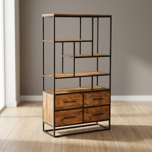 Estantería Industrial de Metal y Hierro Vintage con 4 Cajones, Mueble Portátil para el Hogar, Sala de Estar o Dormitorio - Product Image 3