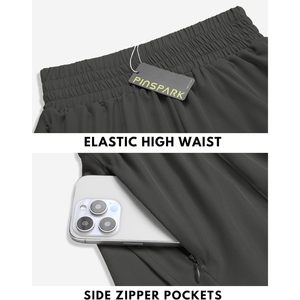 Shorts Deportivos FOXA para Mujer, Cintura Alta de 3'', con Bolsillos con Cierre, Secado Rápido, para Entrenamiento Atlético - Product Image 4