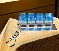 Clavier à 4 boutons, porte-clés anti-stress, clavier à 4 touches, jouets de décompression, clic-clac de clavier avec lumière LED, porte-clés