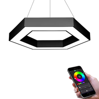 Lustre LED hexagonal moderne en fer pour salle de réunion, hauteur réglable, noir, petite suspension, vente en gros, pour plafond