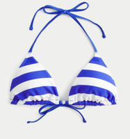Conjunto de Bikini Triangular con Tirantes Laterales y Rayas Azules y Blancas de Secado Rápido, Ecológico, con Logotipo Personalizado del Fabricante OEM, Traje de Baño para Mujer
