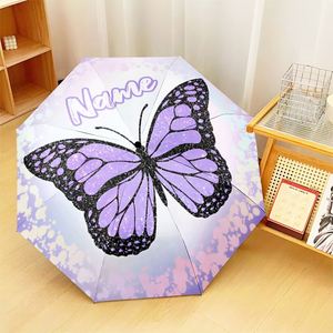 1 Parapluie Pliant Personnalisé Papillon Violet Sans MOQ, Cadeau Floral Personnalisé, Impression UV, Commande Unique, Paraguas Personalizado - Product Image 3