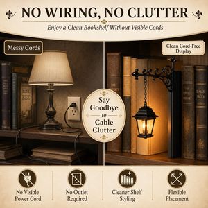 Vintage Metal Bookshelf Lamp with Hanging LED Light <b>Bookend</b> Base Traditional Design Adults Birthday Decorative Reading Light - Product Image 4
