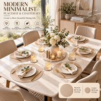 Tapis personnalisés écologiques chauffants modernes en cuir PU crème à motifs floraux, diamètre 35 cm, antidérapants, légers, imperméables et résistants à l'huile