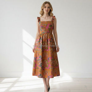 Vestido Midi Personalizado con Volantes y Jacquard Floral <span class=keywords><strong>para</strong></span> <span class=keywords><strong>Mujer</strong></span>, Vestidos de Fiesta <span class=keywords><strong>para</strong></span> Damas de Honor - Product Image 1