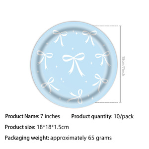 Ensemble de vaisselle de fête transfrontalière à thème arc bleu plateau en <span class=keywords><strong>papier</strong></span> graphique perlé <span class=keywords><strong>serviette</strong></span> drapeau bannière pour <span class=keywords><strong>joyeux</strong></span> Thanksgiving Ramadan - Product Image 6
