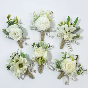 Beyaz düğün dekoratif çiçekler ziyaretçi ana korsaj çiçek el çiçekleri yapay çiçekler yıldönümü hediyesi