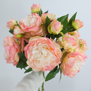 Peony Artificial Flower Single Stem High Simulation Plastic Silk White <b>Light</b> Pink Dark Pink For Home Wedding Decoration - Product Image 3
